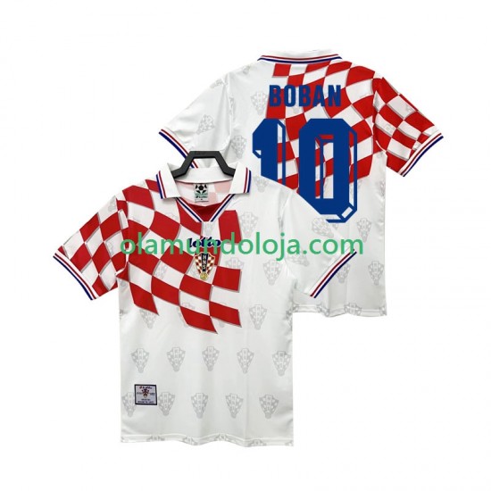 Camisola Croácia BOBAN 10 Retro Homem Equipamento Primeiro 1998 Manga Curta